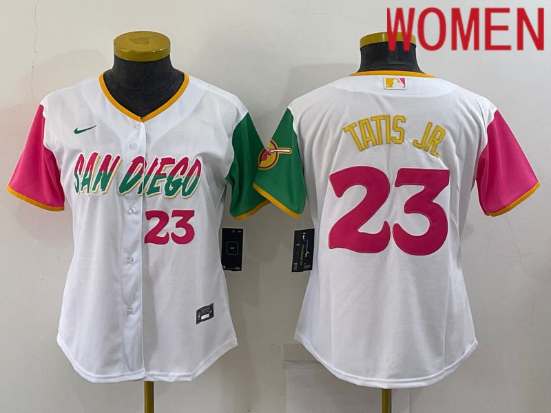 Women San Diego Padres 23 Tatis jr White City Edition Game Nike 2022 MLB Jersey